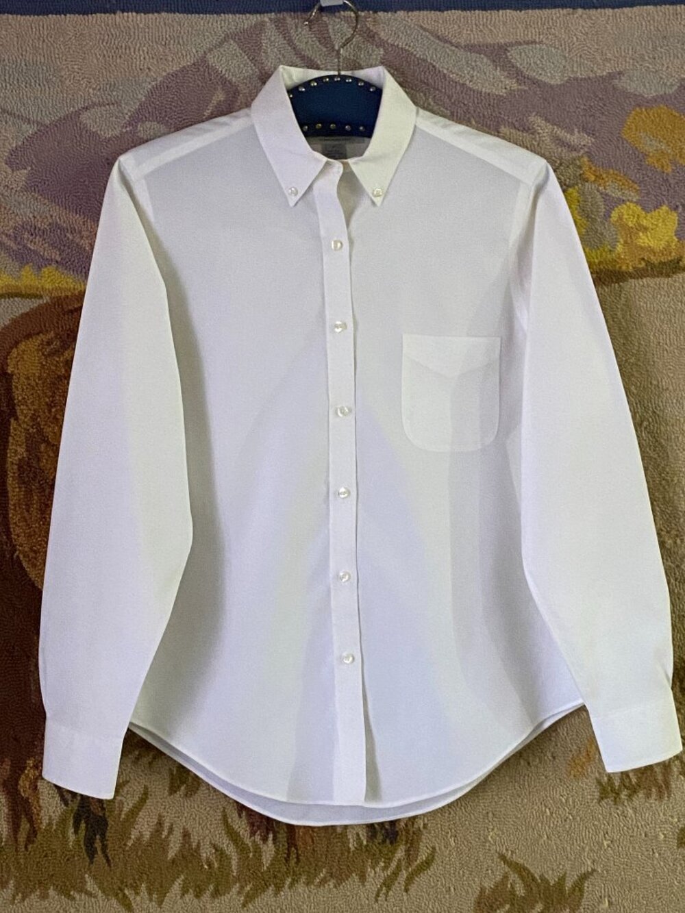 Brooks Brothers No-Iron White Womens Sz 8 (M) Blouse Shirt Long Sleeve Pocket